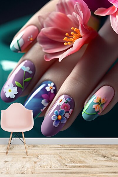 Dekoros Nail Art Duvar Kağıdı, Desenli Tırnaklar Güzellik Merkezi & Kuaför Te...