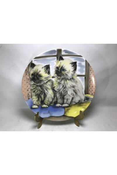 tayfuntufan antika koleksiyon alman kaiser kedi resimli duvar tabağı 20 cm ça...