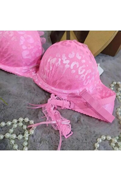 F.K Λεοπάρ μοτίβο με επένδυση από κάτω σύρμα σουτιέν με δαντέλα και πέρλες και λεπτομέρεια λουλουδιών