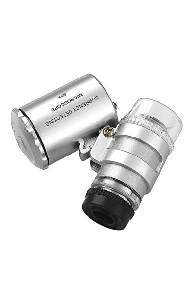 LEIDORY 60x Mini Cep Mikroskop Led+uv Işık Kuyumcu Antikacı Büyüteç 9882