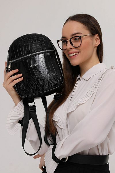 Rucsac de damă Crocodile Black cu 2 compartimente