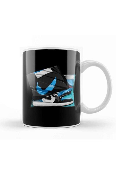 Baskı Dükkanı Blue Retro Sneakers Number One In The World Basketball Trophy Glass Porcelain