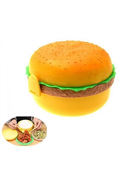 Generic Brand صندوق تخزين وحاوية طعام مصمم على شكل همبرغر مع شوكة وسكين