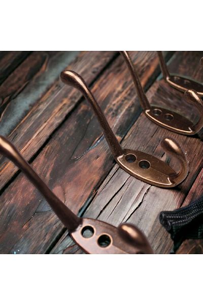 Dizaynhouse Modern Copper Metal Hanging Coat Rack - Wall Door and Cabinet Set