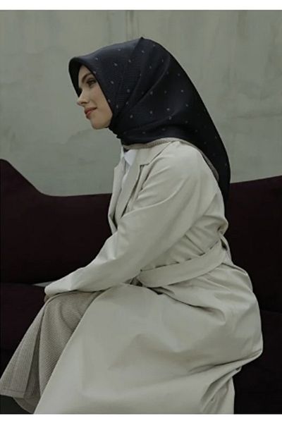 Armine Μεταξωτό Φουλάρι Twill Nostalgia Navy Blue Beige