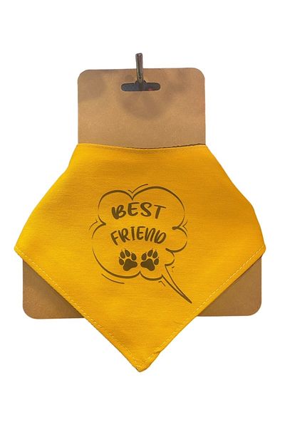 designbyasu Best Friend Mustard Dog Bandana Standard Size