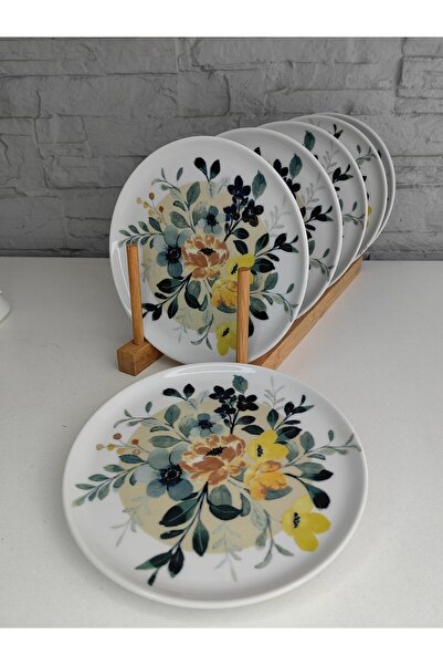 ALANYA HOME DECOR 6 LUXURIOUS PORCELAIN FLOWER CAKE PLATE 20CM 6 LUXURIOUS PORCELAIN FLOWER CAKE PLATE 20CM