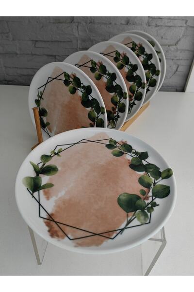 ALANYA HOME DECOR 6 ADET LÜKS PORSELEN ÇİÇEK PASTA TABAK 20CM 6 LUXURIOUS POR...