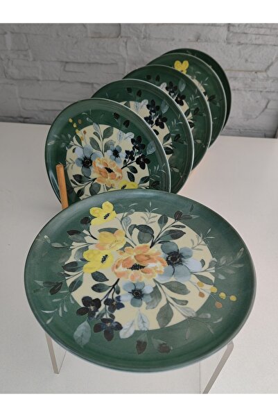 ALANYA HOME DECOR 6 ADET LÜKS PORSELEN ÇİÇEK PASTA TABAK 20CM 6 LUXURIOUS PORCELAIN FLOWER CAKE PLATE 20CM