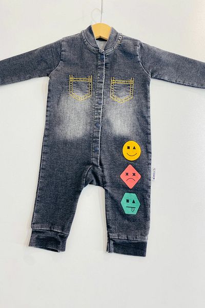 Necix's Necix Geometric Shaped Astronaut Jeans Jumpsuit Black Jeans Baby Jumpsuit Astronaut Jeans Jumpsuit