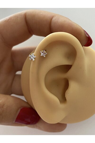 Arescollection cerrahi çelik iki ucu taşlı helix kıkırdak tragus rook lobe uy...