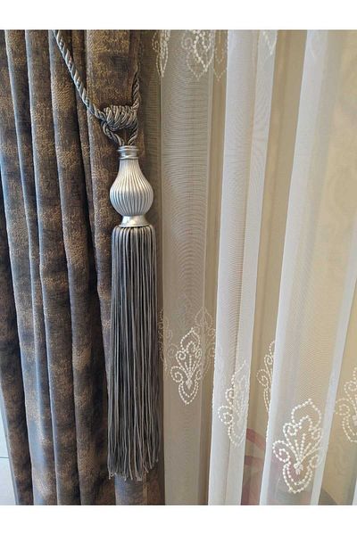 ÖzenEvim Anthracite Gray Corner Tactical Background Curtain Collection Apparatus - with Ceiling Bracket (2 Pcs)