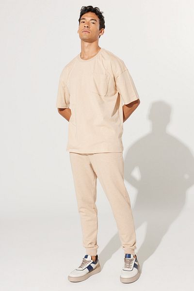 ALTINYILDIZ CLASSICS Ανδρικό μπλουζάκι 100% βαμβάκι Coffee Coffee Oversize Fit Wide Cut Crew Neck