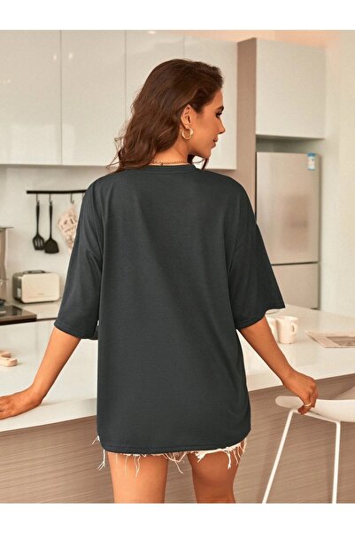 trendgar heart printed fume Oversize T-shirt