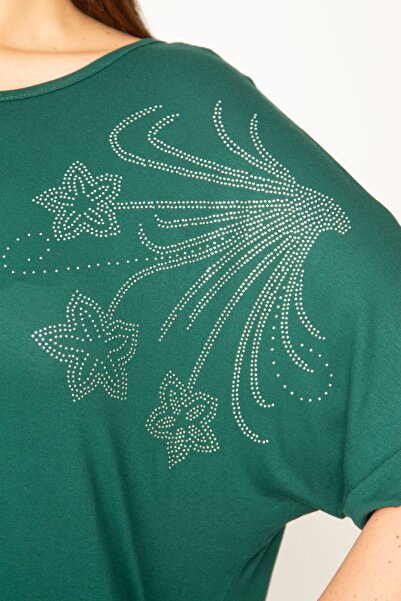 Şans Women's Green Large Size Stone Detailed Tunic 65n36425