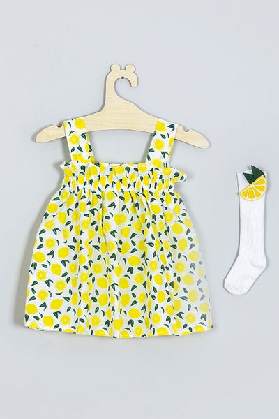 ADABEBEK Strappy Lemon Dress Knee Socks Set 007