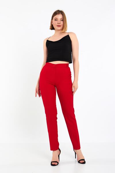 Blue Black Red Fabric Trousers