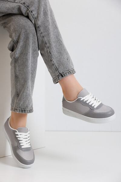 ALTUNTAŞ Model de pantofi unisex gri - pantofi sport din pânză cu șireturi, femei - fete - bărbați