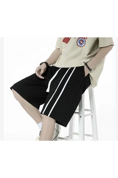 DENİKK Y2k Stripe Detail Zip Unisex Shorts