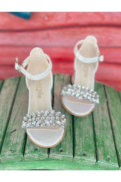 Surpie Shoes Children's Heeled Shoes Stone Heeled Shoes Transparent Heeled Children's Shoes