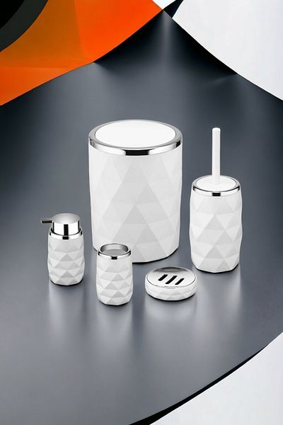 AHİR TİCARET Prism Chrome Plated 5-Piece Bathroom Set