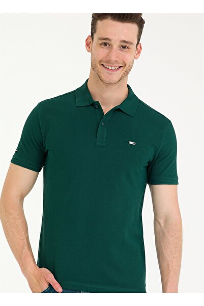 U.S. Polo Assn. U.S. Polo Assn. Σκούρο πράσινο ανδρικό μπλουζάκι πόλο TP05IY023