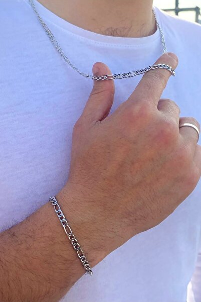 The Collection Figaro Şavin 3e1 Alaşım Erkek Bileklik Ve Kolye Zincir Set