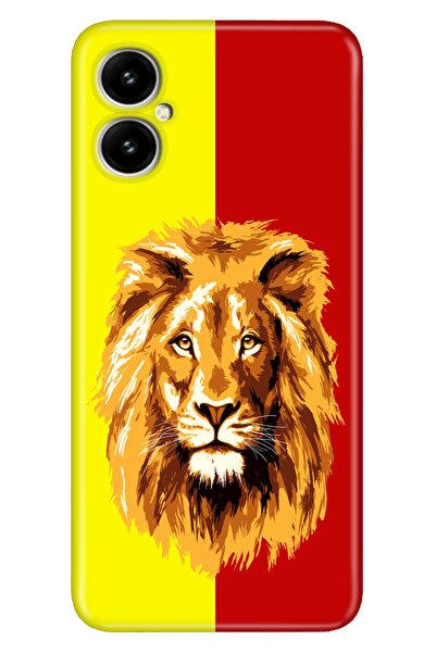 omix X5 Kılıf Silikon Desenli Resimli UV Kapak Sarı Kırmızı Parçalı Aslan