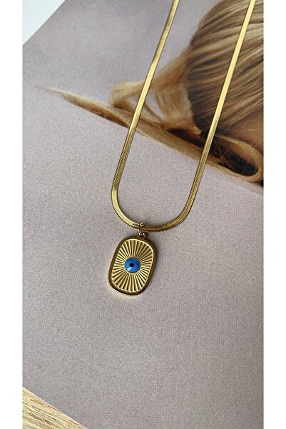 Glowear Atelier قلادة من الفولاذ على شكل سلسلة إيطالية مع تفاصيل خرز عين الشر