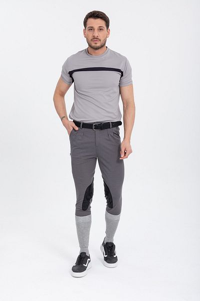 PEUR RIDER SHOP Gray Men's Riding Pants - Leather Detailed