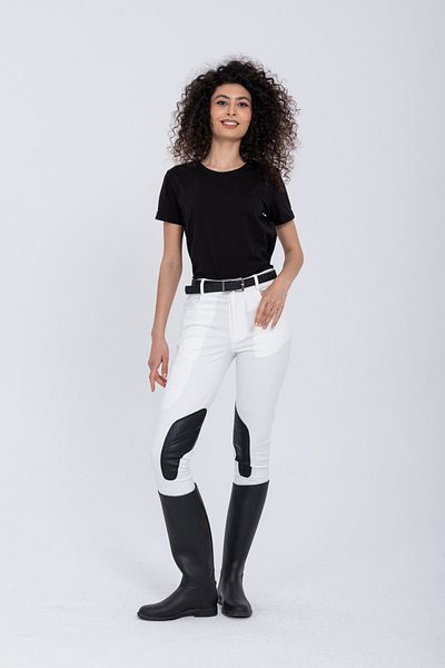 PEUR RIDER SHOP White Women's Riding Pants - Leather Detailed