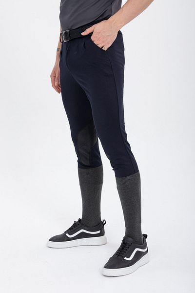PEUR RIDER SHOP Navy Blue Men's Riding Pants - Leather Detailed