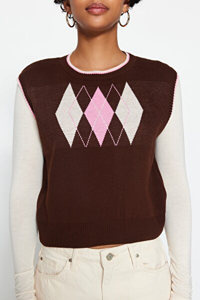 Trendyol Collection Brown Crop Knitwear Sweater TWOAW22BZ0061