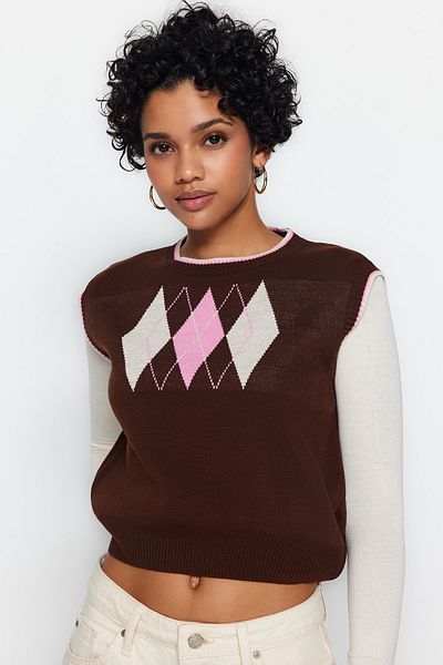 Trendyol Collection Brown Crop Knitwear Sweater TWOAW22BZ0061