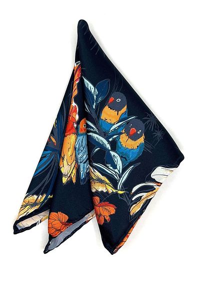Kravatkolik Navy Blue Flower Pattern Men's Pocket Handkerchief SPS588-71