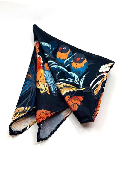 Kravatkolik Ανδρικό μαντήλι τσέπης με μοτίβο λουλουδιών σε μπλε ναυτικό χρώμα SPS588-71