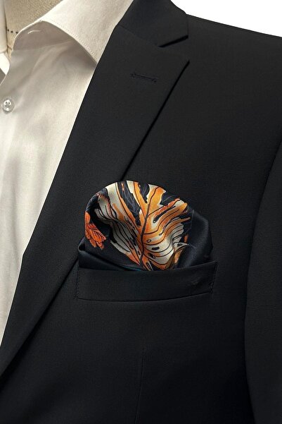 Kravatkolik Ανδρικό μαντήλι τσέπης με μοτίβο λουλουδιών σε μπλε ναυτικό χρώμα SPS588-71