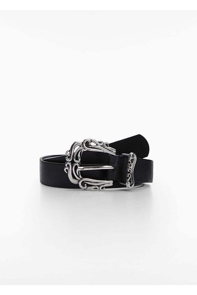 MANGO Woman Embossed Buckle Belt