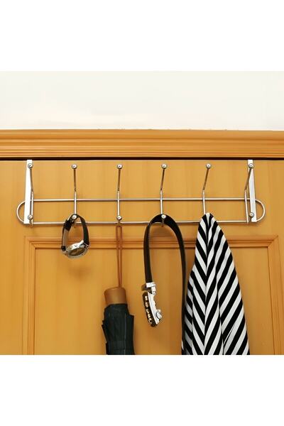 Metler Paslanmaz Krom Kapı Arkası Askılık 12 Kancalı Kapı Arkası Askılık