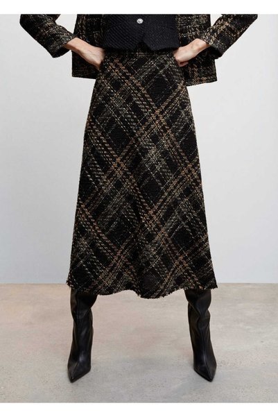 MANGO Woman Tweed Midi Skirt