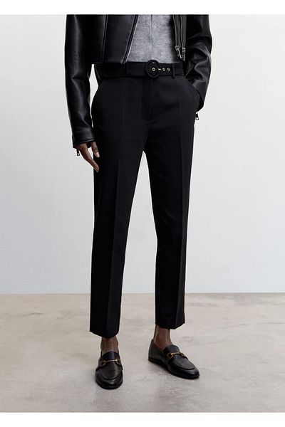 MANGO Woman Belted Straight Cut Trousers