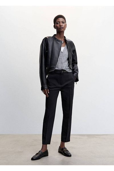 MANGO Woman Belted Straight Cut Trousers