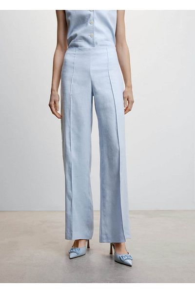 MANGO Woman Pantaloni cu picioare largi 100% in
