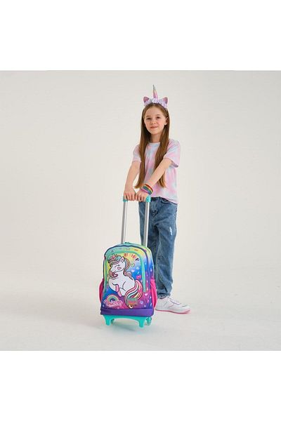 Coral High Geantă cu model unicorn verde apă lavandă - Set școlar 3 piese SET0123929