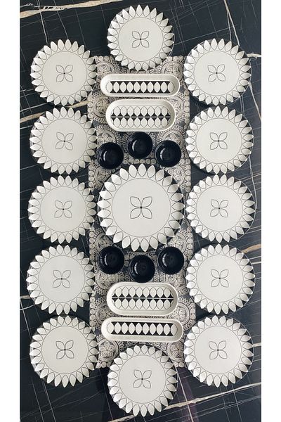 VENÜS HOME DECORATION Black ellipse model 23 piece breakfast set for 12 people