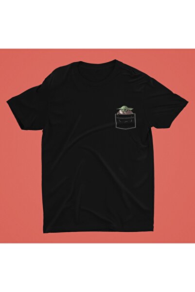 Adrift بيبي يودا - تي شيرت كبير الحجم للجنسين بتصميم جيب Grogu