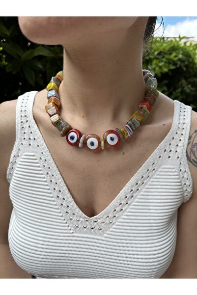 wanwa aksesuar Ebruli DanaGöz Cam Kolye