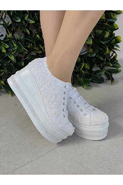 Ayakkabı Tutkusu Stilo ® Gelinlik Ayakkabısı 8cm Beyaz Hafifletilmiş Özel Stilo Taban Aşırı Rahat Düğün Ayakkabısı