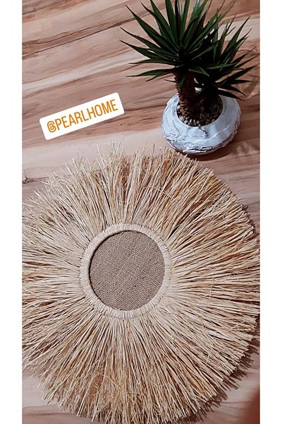 PearlHome Jute fabric Raffia Wall Ornament