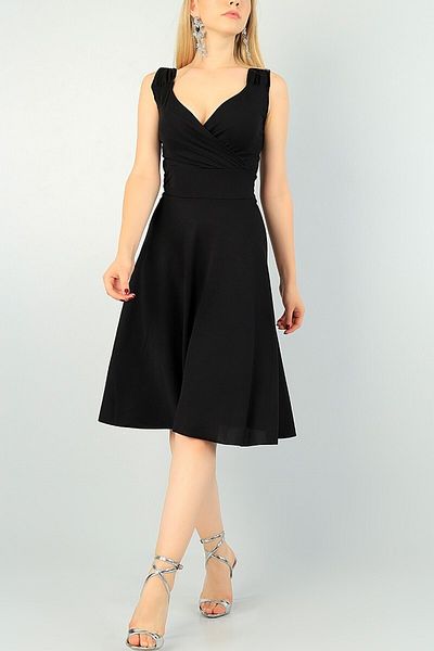 Secret Passion Lingerie Ελαστικό ύφασμα με λεπτομέρεια με λαιμόκοψη V με διπλό στήθος αμάνικο μαύρο βραδινό φόρεμα Μαύρο φόρεμα επιστροφής στο σπίτι 094